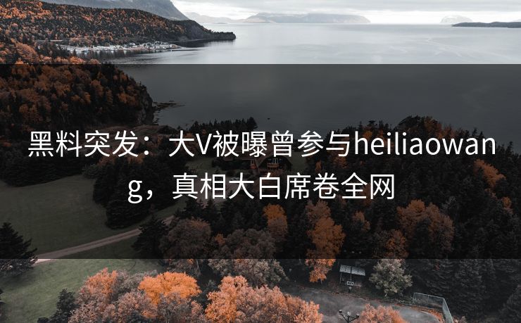 黑料突发：大V被曝曾参与heiliaowang，真相大白席卷全网