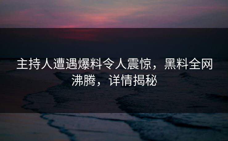 主持人遭遇爆料令人震惊，黑料全网沸腾，详情揭秘