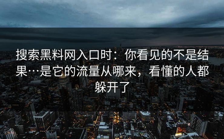 搜索黑料网入口时：你看见的不是结果…是它的流量从哪来，看懂的人都躲开了